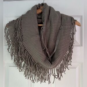 Fringed Knit Infinity Scarf